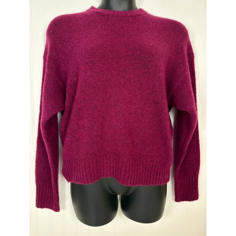 Madewell Cloud Soft Drop Shoulder Crewneck Sweater Med. Autumn Fuchsia Pullover